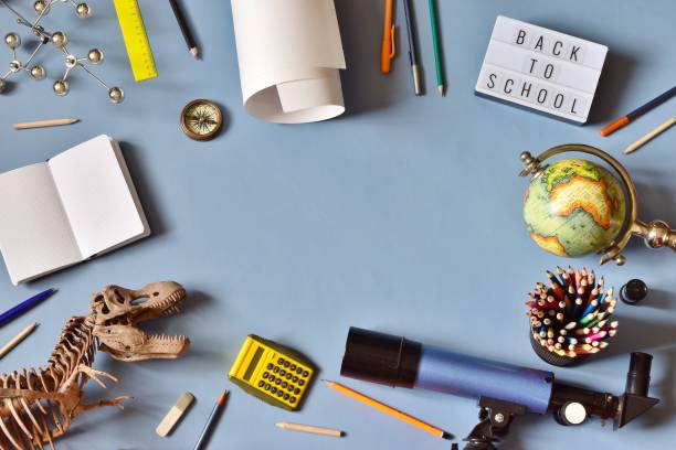 School Items On A Colorful Background