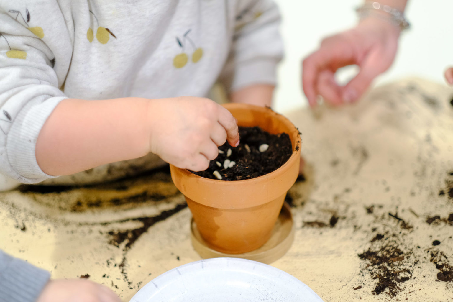 Jardiner À La Crèche Les Mains Dans La Terre